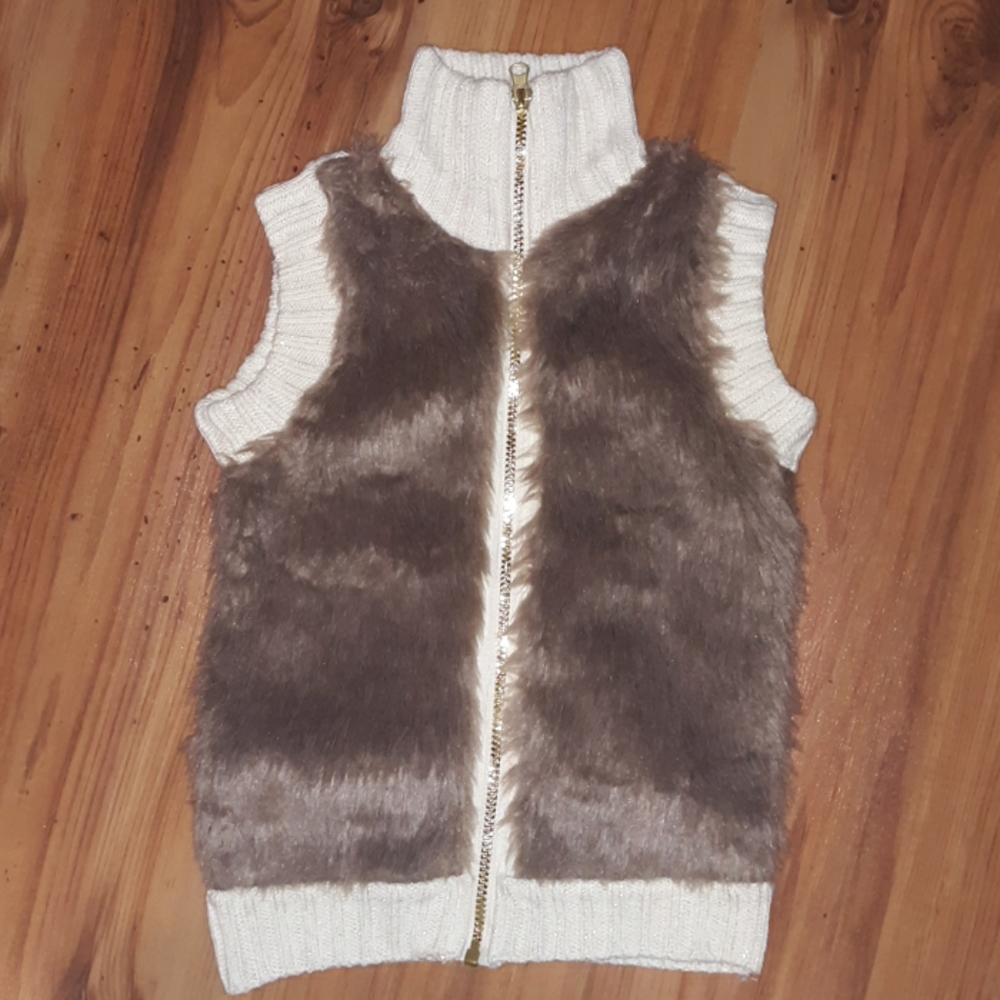 Girls Brown Fur Sweater Vest size 6x